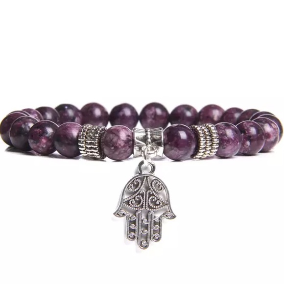 Earth Art hand crafted artisan Jewelry - ✨Charged✨  Lepidolite Hamsa bracelet